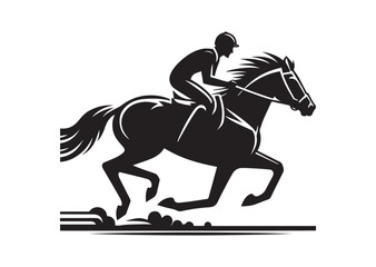 A man riding a horse with high speed running Silhouette Vector