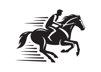 A man riding a horse with high speed running Silhouette Vector