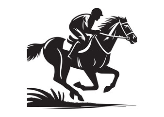 A man riding a horse with high speed running Silhouette Vector