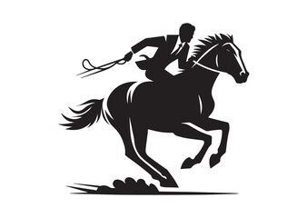 A man riding a horse with high speed running Silhouette Vector