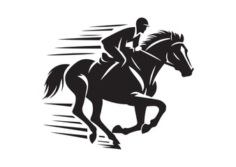 A man riding a horse with high speed running Silhouette Vector