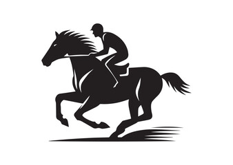 A man riding a horse with high speed running Silhouette Vector