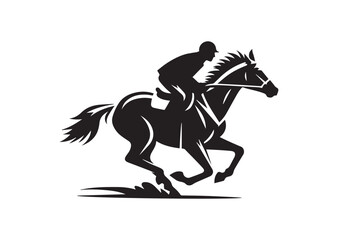 A man riding a horse with high speed running Silhouette Vector
