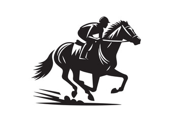 A man riding a horse with high speed running Silhouette Vector