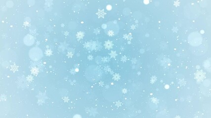 Blue Christmas background glittering particles snow flakes. White Snow Falling Snowflakes Winter Animation. Celebration, thanksgiving merry Christmas, winter Holiday New Year, snowflake, snow, festive - Powered by Adobe