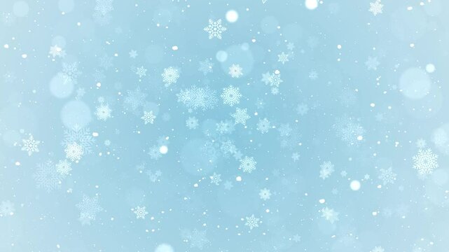 Blue Christmas background glittering particles snow flakes. White Snow Falling Snowflakes Winter Animation. Celebration, thanksgiving merry Christmas, winter Holiday New Year, snowflake, snow, festive - Powered by Adobe