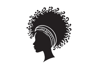 African woman face vector Silhouette hair style Vector