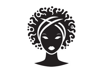 African woman face vector Silhouette hair style Vector