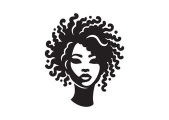 African woman face vector Silhouette hair style Vector