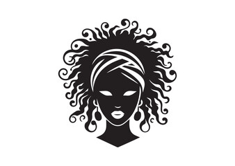 African woman face vector Silhouette hair style Vector