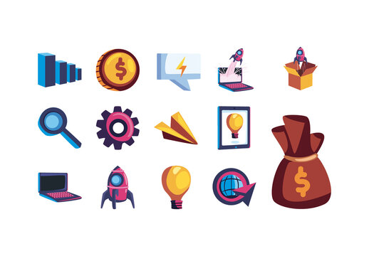 Colorful Startup Business Enterprise Process Illustrations Set