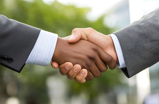 Close-Up of Business Handshake Outdoors &ndash; Partnership, Deal and Agreement Concept