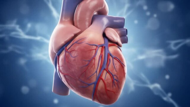 Human heart anatomy model cardiovascular system illustration 4k video