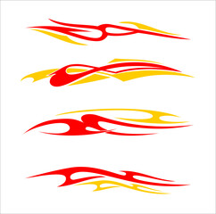 set of red fire y2k design vector