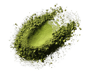 Green powder in a swirling, crater-like shape against black