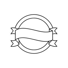 Circular badge design with ribbon banner line drawing