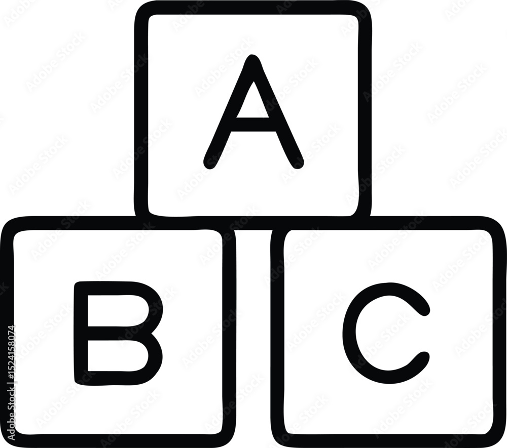 Poster line art icon of alphabet blocks set isolated on white background