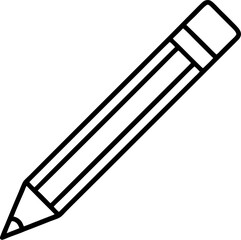 Minimalist outline vector illustration of a classic yellow pencil with eraser ideal for educational or design concepts