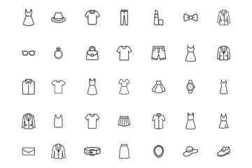 Fashion and clothing icons vector illustrations for apparel, accessories, and style design
