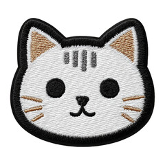 Kawaii embroidered cat face patch