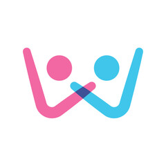 letter w or v people icon vector logo design template