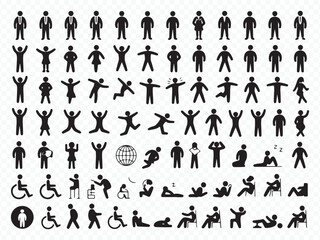 Vector silhouettes of people in various actions