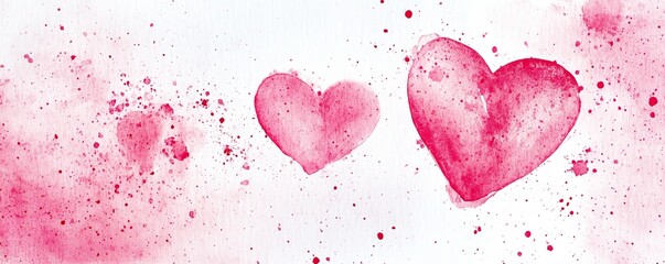 Pink Watercolor Hearts Splashes Background, Valentine, Love