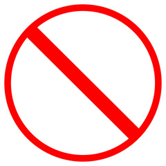 Red Thin Circle with Thick Slash Prohibition Sign
