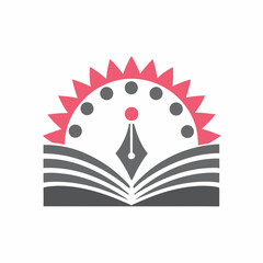 Knowledge and Learning Educational Book and Pen Logo Vector.