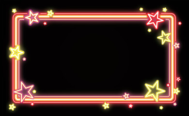 Neon-colored star frames. Vector. Decoration.Tanabata. Weaver Festival.