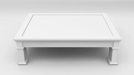 White Square Coffee Table 3D Render, Furniture Design, Modern Minimalist Coffee Table, 3D Render