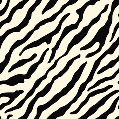 White tiger skin texture with copy space. Close-up white tiger pattern. Big Cat fur. Tiger stripes. Realistic white tiger skin. White tiger design texture. Detailed white tiger skin close-up. 