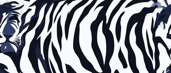 White tiger skin texture with copy space. Close-up white tiger pattern. Big Cat fur. Tiger stripes. Realistic white tiger skin. White tiger design texture. Detailed white tiger skin close-up. 