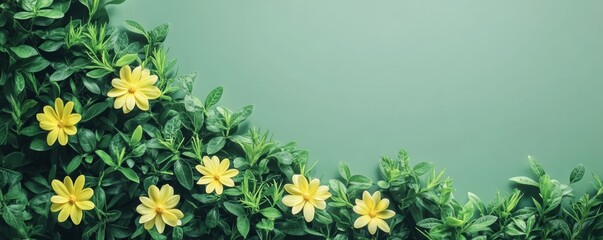 Yellow Flowers Green Leaves Background, Floral Design, Spring Floral arrangement, greenery