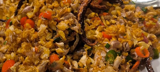 Fried pork belly with garlic and chili