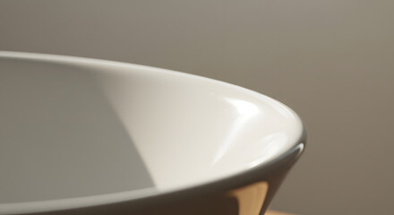 白い陶器鉢 温かい光反射 滑らか曲線 美しい質感. AI Generated