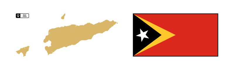East Timor map and flag vector isolated without background