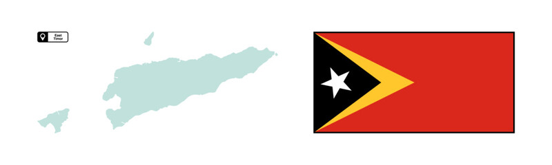 East Timor map and flag vector isolated without background