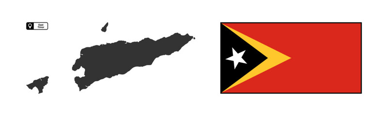 East Timor map and flag vector isolated without background