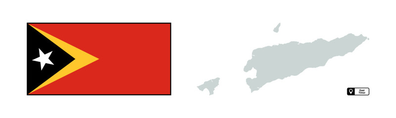 East Timor map and flag vector isolated without background
