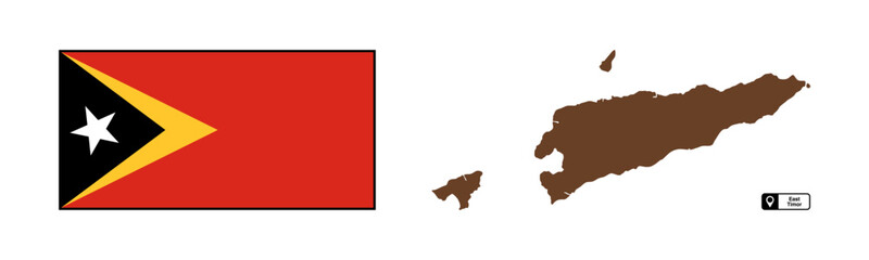Obraz premium East Timor map and flag vector isolated without background
