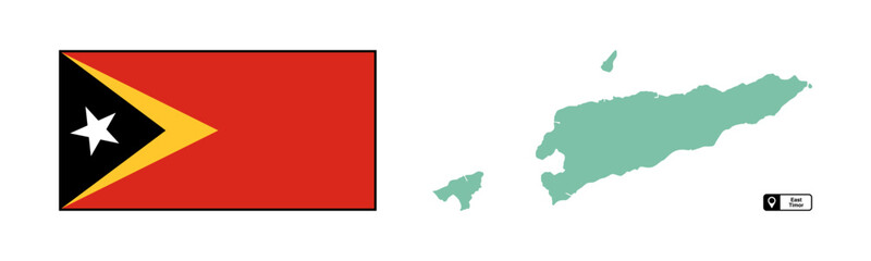 East Timor map and flag vector isolated without background