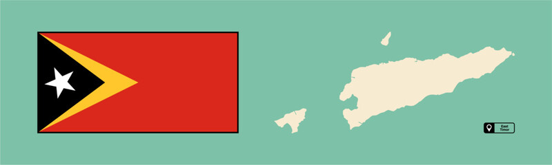 Obraz premium East Timor map and flag vector isolated without background
