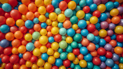 Colorful plastic balls filling frame creating vibrant and playful background