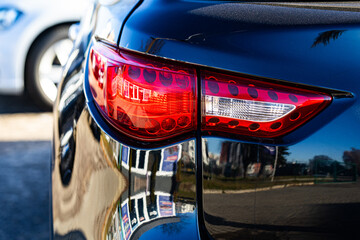 Close-up of Modern Dark Car Rear