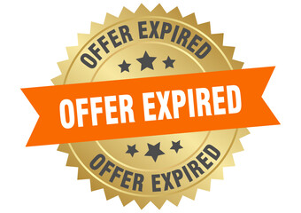 offer expired. offer expired round orange and gold label isolated on transparent background