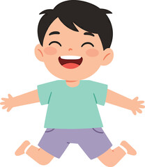 Joyful Happy Boy Jumping Illustration