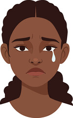 Portrait of a Sad Young Black Woman Crying