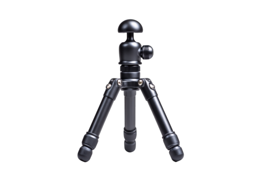 Compact black tripod for camera phone and small devices professional photography equipment ideal for travel vlogging and on transparent background