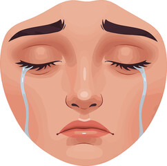 Heartbreak, Sorrow, and Sadness A Woman's Weeping Face Illustration
